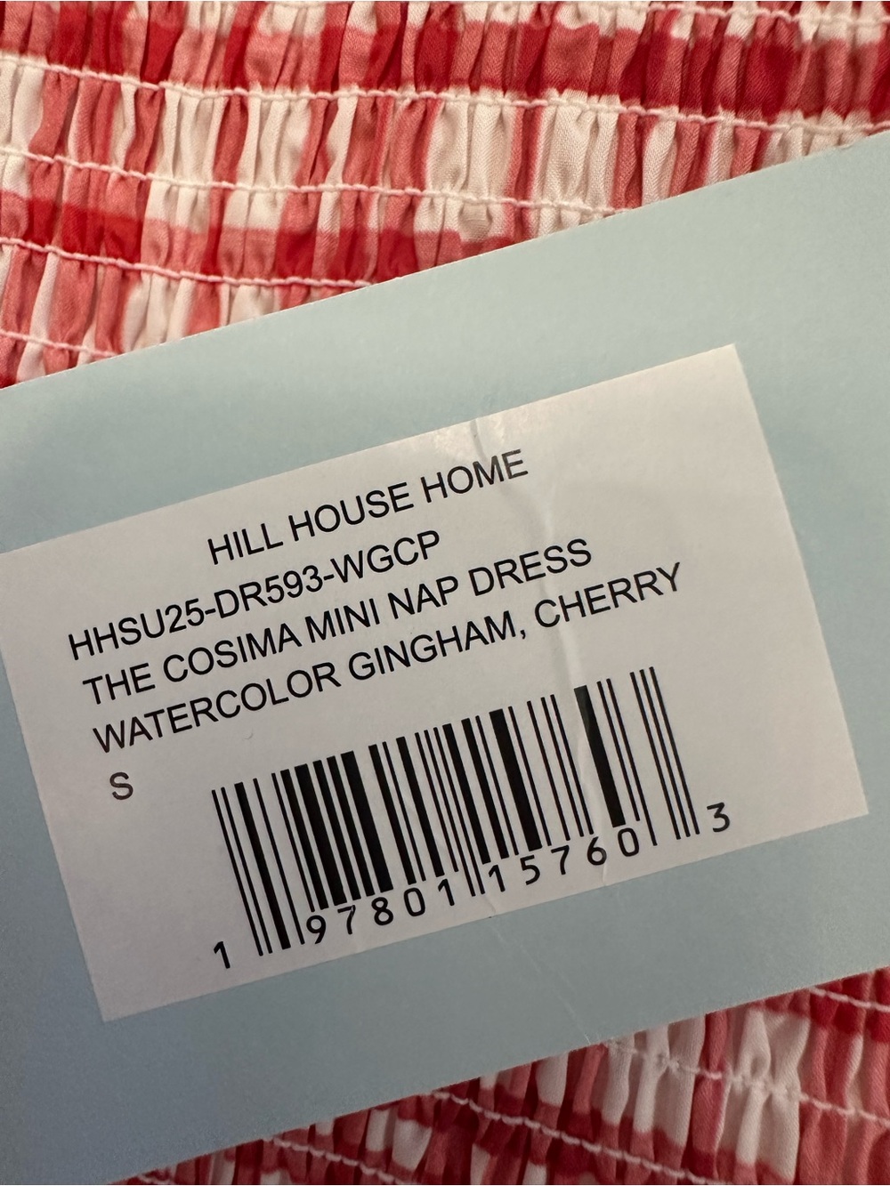 NEW Hill House Cosima Mini nap dress. Watercolor Gingham - Cherry. S. NWT - Picture 7 of 7